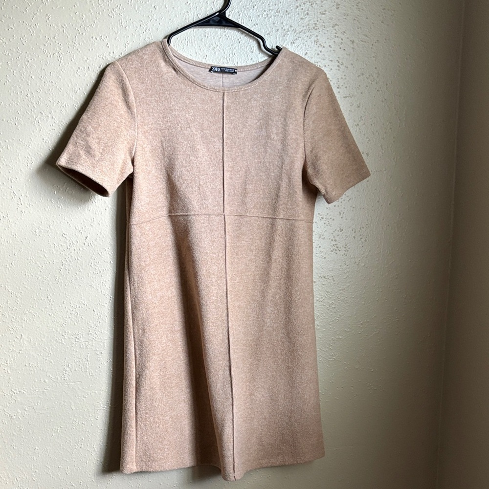 Zara Tan Short Sleeve Mini Dress